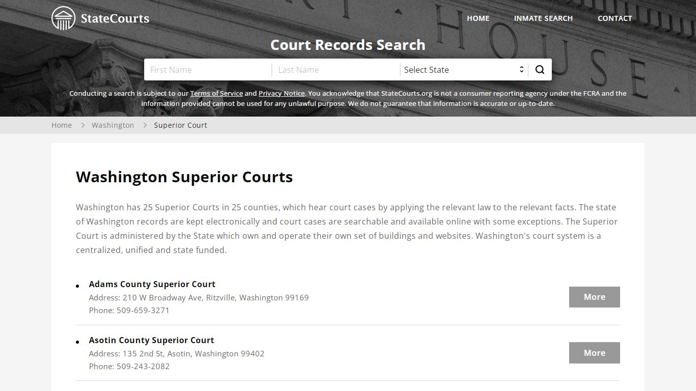 Washington Superior Courts - StateCourts